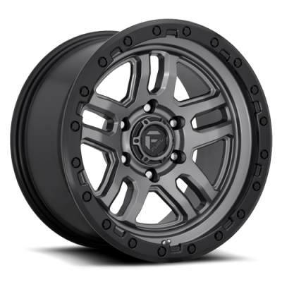 Aluminum Wheels 18X9 AMMO D701 6 On 139.7 Matte Gunmetal Gray W/Black Bead Ring 106.1 Bore 1 Offset 5 Spoke Fuel Off Road Wheels