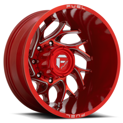 Dually Wheels 22X8.25 Runner Dually D742 8 On 210 Candy Red Milled 154.3 Bore -246 Offset 8 Spoke Outer Dually Fuel Off Road Wheels