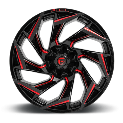 Aluminum Wheels 20X9 Reaction D755 6 On 120 Gloss Black Milled Red Tint 67.06 Bore 8 Offset Fuel Off Road Wheels