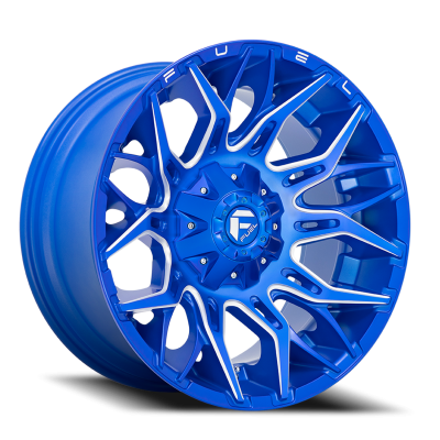 Aluminum Wheels 20X10 Twitch D770 8 On 165.1 Anodized Blue MIlled 125.2 Bore -18 Offset Fuel Off Road Wheels