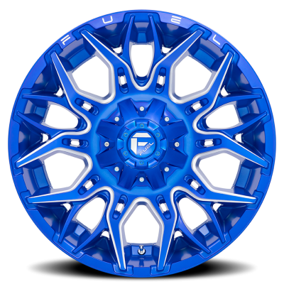 Aluminum Wheels 20X10 Twitch D770 8 On 165.1 Anodized Blue MIlled 125.2 Bore -18 Offset Fuel Off Road Wheels