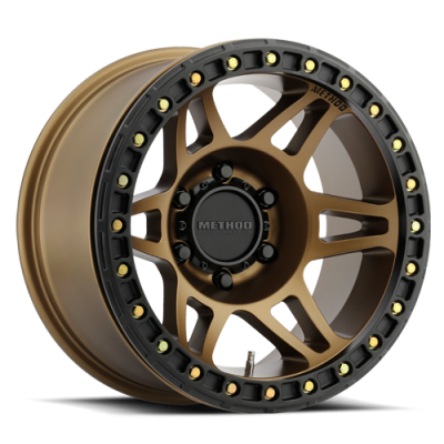 Aluminum Wheels 17x9 Beadlock MR106 Bolt Pattern 6 On 139.7 Offset -44 Lip Size 0 Method Bronze BRZ Method