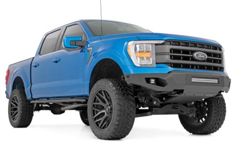 High Clearance Front Bumper LED Lights &amp; Skid Plate Ford F-150 (21-23) Rough Country
