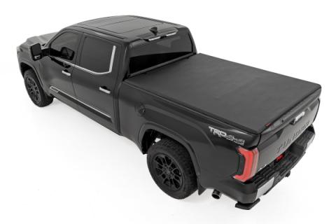 Soft Tri-Fold Bed Cover With &amp; W/O OE Rails 6 Foot 7 Inch Bed Toyota Tundra (22-26) Rough Country