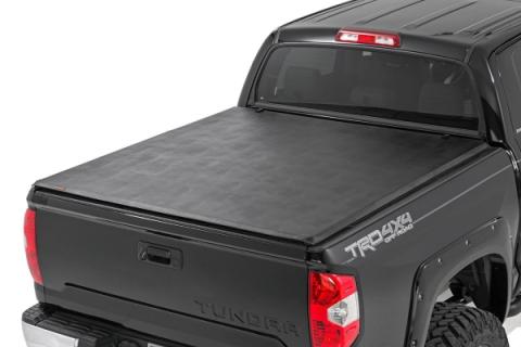 Soft Tri-Fold Bed Cover 5 Foot 7 Inch Bed No OE Rail Toyota Tundra (07-21) Rough Country