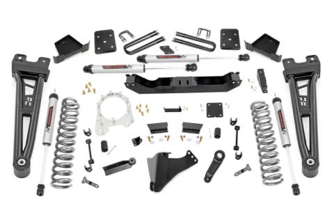 6 Inch Suspension Lift Kit w/Radius Arms &amp; V2 Shocks Overload Springs 4 Inch Diam 17-19 F-250/350 4WD Diesel Rough Country