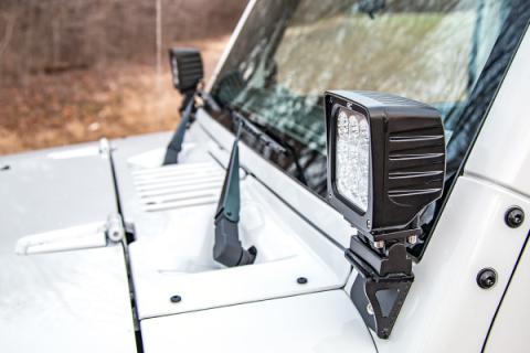 Jeep Lower Windshield Light Mounts 07-18 Wrangler JK For Rough Country 70905 Rough Country