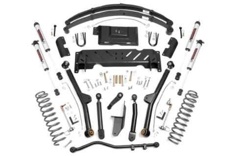 4.5 Inch Lift Kit Long Arm RR Leafs NP242 V2 Jeep Cherokee XJ (84-01) Rough Country