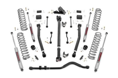 3.5 Inch Jeep Suspension Lift Kit Premium N3 Stage 2 Coils &amp; Adj. Control Arms 18-20 Wrangler JL Rough Country