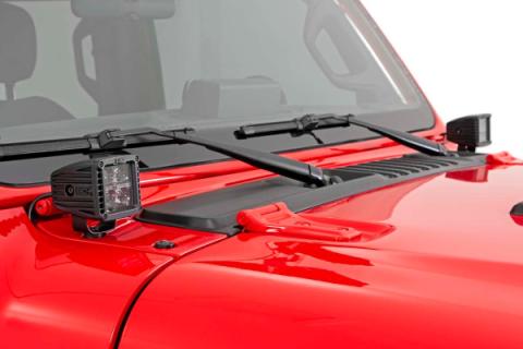 Jeep 2 Inch LED Cube Easy-Mount Kit 18-20 Wrangler JL 20-Up Gladiator-Black Series w/Amber DRL  Rough Country