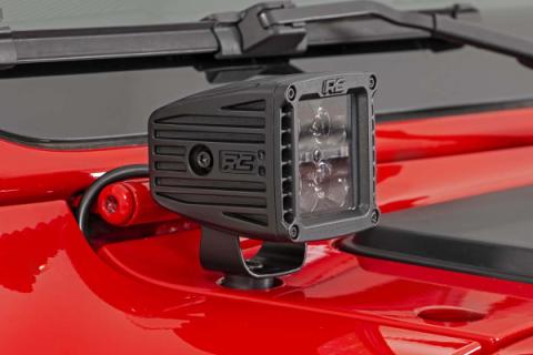 Jeep 2 Inch LED Cube Easy-Mount Kit 18-20 Wrangler JL 20-Up Gladiator-Black Series w/Amber DRL  Rough Country