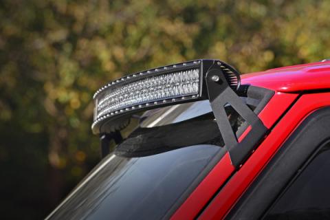 Jeep 50-inch Black Series Curved LED Light Bar Upper Windshield Kit 84-01 Jeep XJ Cherokee Rough Country