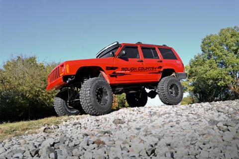 Jeep 50-inch Single Row Black Series Curved LED Light Bar Upper Windshield Kit 84-01 Jeep XJ Cherokee Rough Country