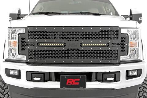 Ford Mesh Grille w/Dual 12 Inch Black-Series LEDs 17-19 Super Duty Rough Country