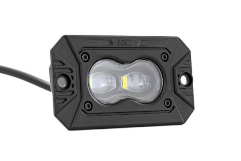3x1.75 Inch Black Series LED Slim Aux SAE Fog Flush Mount Pair Rough Country