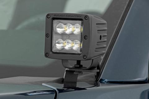 Ford 2-inch LED Lower Windshield Flood Pattern Ditch Kit 15-21 Ford F-150 Rough Country