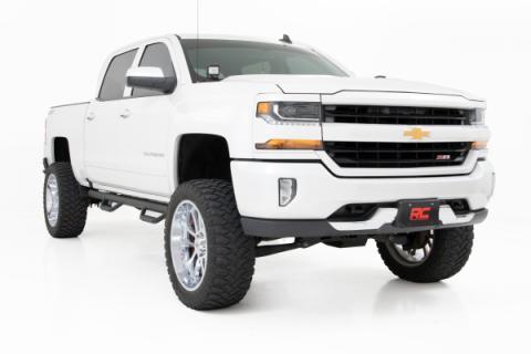 LED Ditch Light Kit 2in Black Pair Spot Silverado/Sierra 1500 (14-18 &amp; Classic) Rough Country
