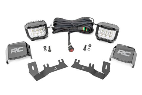LED Ditch Light Kit 3in OSRAM Pair Wide Silverado/Sierra 1500 (14-18 &amp; Classic) Rough Country