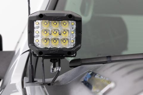 LED Light Kit Ditch Mount 2 Inch Black Pair Spot Chevy 1500 &amp; Silverado/Sierra 2500HD/3500HD (07-14) Rough Country