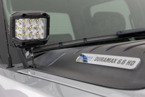 LED Light Ditch Mount 2 Inch Black Pair Amber DRL Chevy 1500 (2007-2013) Rough Country
