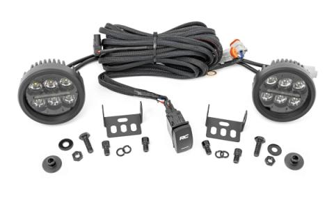 LED Light Kit Ditch Mount 3.5 Inch Black Round Pair Amber DRL Ford Bronco (21-25) Rough Country