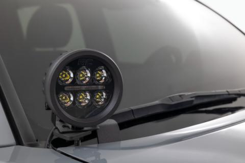LED Light Kit Ditch Mount 2 Inch Black Pair Spot Toyota Tacoma (16-23) Rough Country