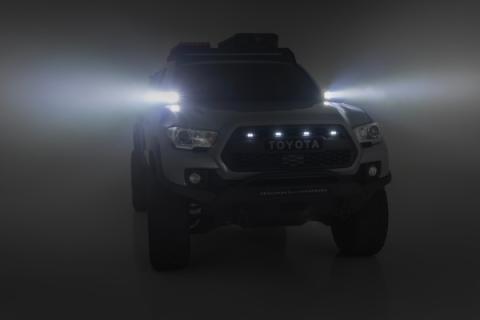 LED Light Kit Ditch Mount 2 Inch Black Pair White DRL Toyota Tacoma (16-23) Rough Country