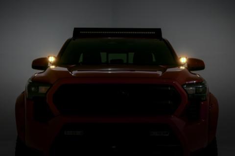 LED Light Kit Ditch Mount 2 Inch Black Pair Amber DRL Toyota Tacoma (24-26) Rough Country