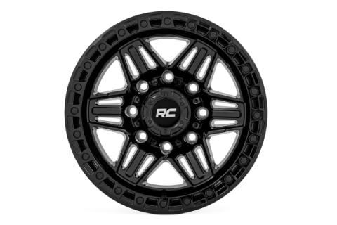 76 Series Wheel Simulated Beadlock Gloss Black 17x9 8x6.5 -12mm Rough Country