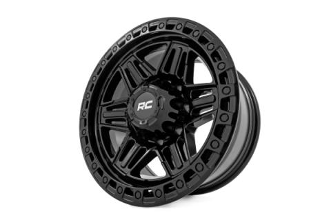 76 Series Wheel Simulated Beadlock Gloss Black 17x9 8x6.5 -12mm Rough Country