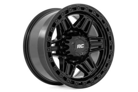 76 Series Wheel Simulated Beadlock Gloss Black 17x9 8x6.5 -12mm Rough Country
