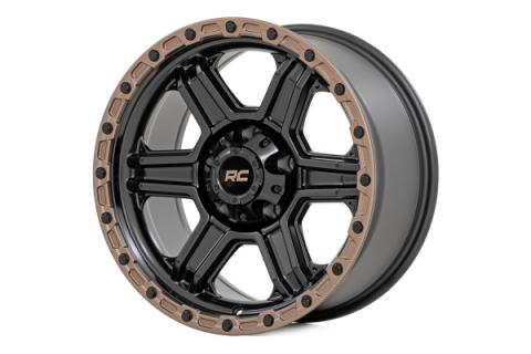 79 Series Wheel One-Piece Semi Gloss Black w/Bronze Ring 17x8.5 6x135 0mm Rough Country