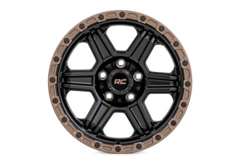 79 Series Wheel One-Piece Semi Gloss Black w/Bronze Ring 17x8.5 6x135 0mm Rough Country