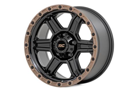 79 Series Wheel One-Piece Semi Gloss Black w/Bronze Ring 18x9 6x5.5 0mm Rough Country
