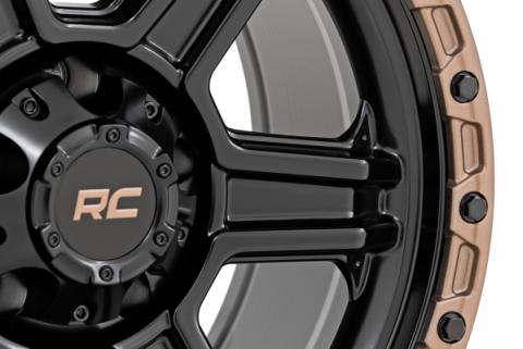 79 Series Wheel One-Piece Semi Gloss Black w/Bronze Ring 18x9 6x5.5 0mm Rough Country