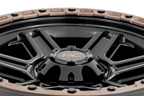 79 Series Wheel One-Piece Semi Gloss Black w/Bronze Ring 18x9 6x5.5 0mm Rough Country