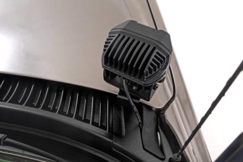 LED Light Kit Ditch Mount 2 Inch Black Pair Amber DRL Chevy Silverado 1500 (99-06) Rough Country