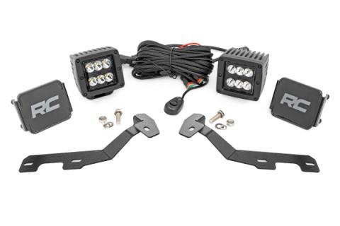 LED Light Kit Ditch Mount 2 Inch Black Pair Spot Ram 1500 2WD/4WD (19-26) Rough Country