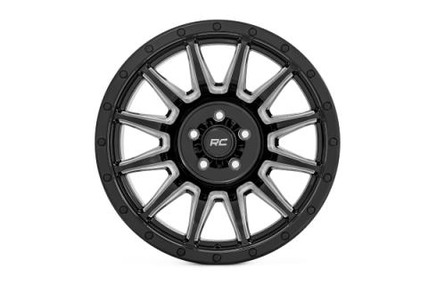 90 Series Wheel One-Piece Gloss Black w/machined spokes 18x9 6x5.5 -12mm Rough Country
