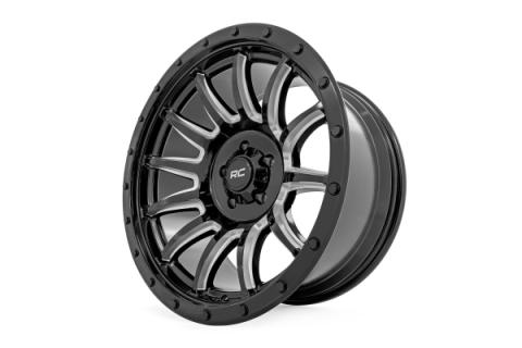 90 Series Wheel One-Piece Gloss Black w/machined spokes 20x10 8x170 -19mm Rough Country