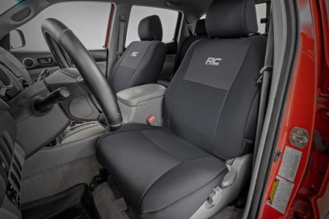 Seat Covers Gray FR &amp; RR Crew Cab Toyota Tacoma 2WD/4WD (2005-2015) Rough Country