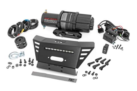 Winch Plate 4500-LB Winch 10 Inch Black Slimline Honda Pioneer 520 Rough Country