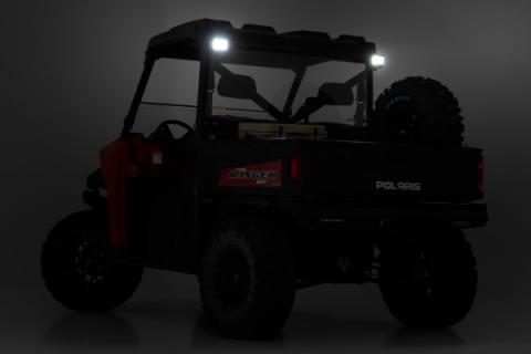 LED Light RR Cage Mount 2 Inch Black Flood Pair Polaris Ranger 1000/Ranger XP 900/1000 Rough Country