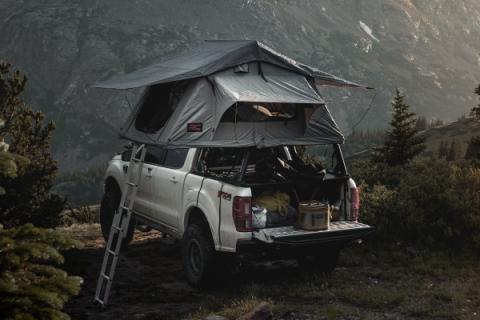Roof Top Tent Rack Mount 12 Volt Accessory w/Ladder Extension and LED Light Kit Rough Country