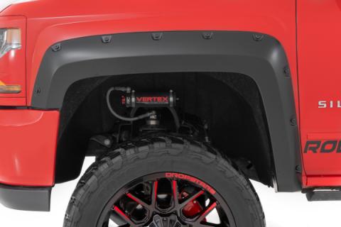 Pocket Fender Flares 6 Foot 7 Inch &amp; 8 Foot Bed GXG Tungsten Chevy Silverado 1500 (14-18)/2500HD Rough Country