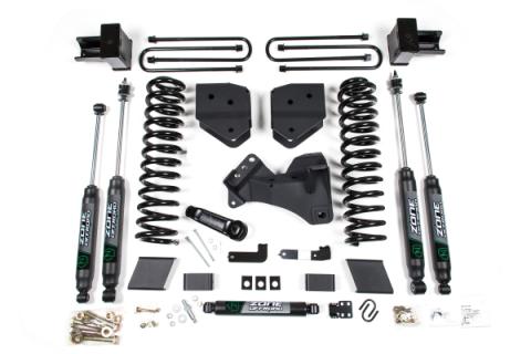 17-19 Ford F-250/350 Super Duty 4 Inch Lift Kit 2 Inch Rear Block Gas 2 Leaf Main Nitro Shocks Zone Offroad