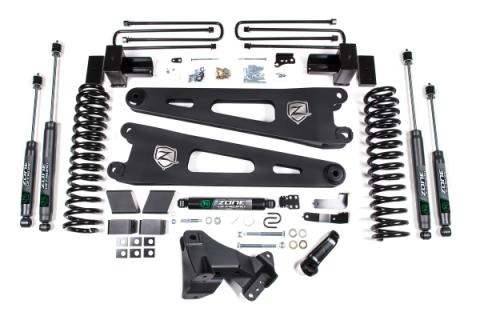 17-19 Ford F-250/350 Super Duty 4 Inch Radius Arm Lift Kit 2 Inch Rear Block Gas 2 Leaf Main Nitro Shocks Zone Offroad