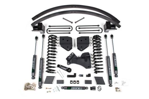 17-19 Ford F-350/350 6 Inch Lift Kit 4 Inch Rear Block &amp; AAL Gas 2 Leaf Main Fox Adventure Shocks Zone Offroad