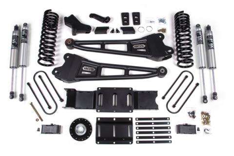 25-26 Ram 3500 (Gas) 4 Inch Radius Arm Suspension Lift Kit W/ Indexing Ring, 2 Inch Rear Lift w/ Overload, Block - Fox 2.5 IFP PS Shocks BDS Suspension