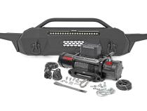 Front Bumper High Clearance Hybrid with 12000 Lb Pro Series Winch Synthetic Rope and 20 LED Light Bar 16-22 Toyota Tacoma Rough Country